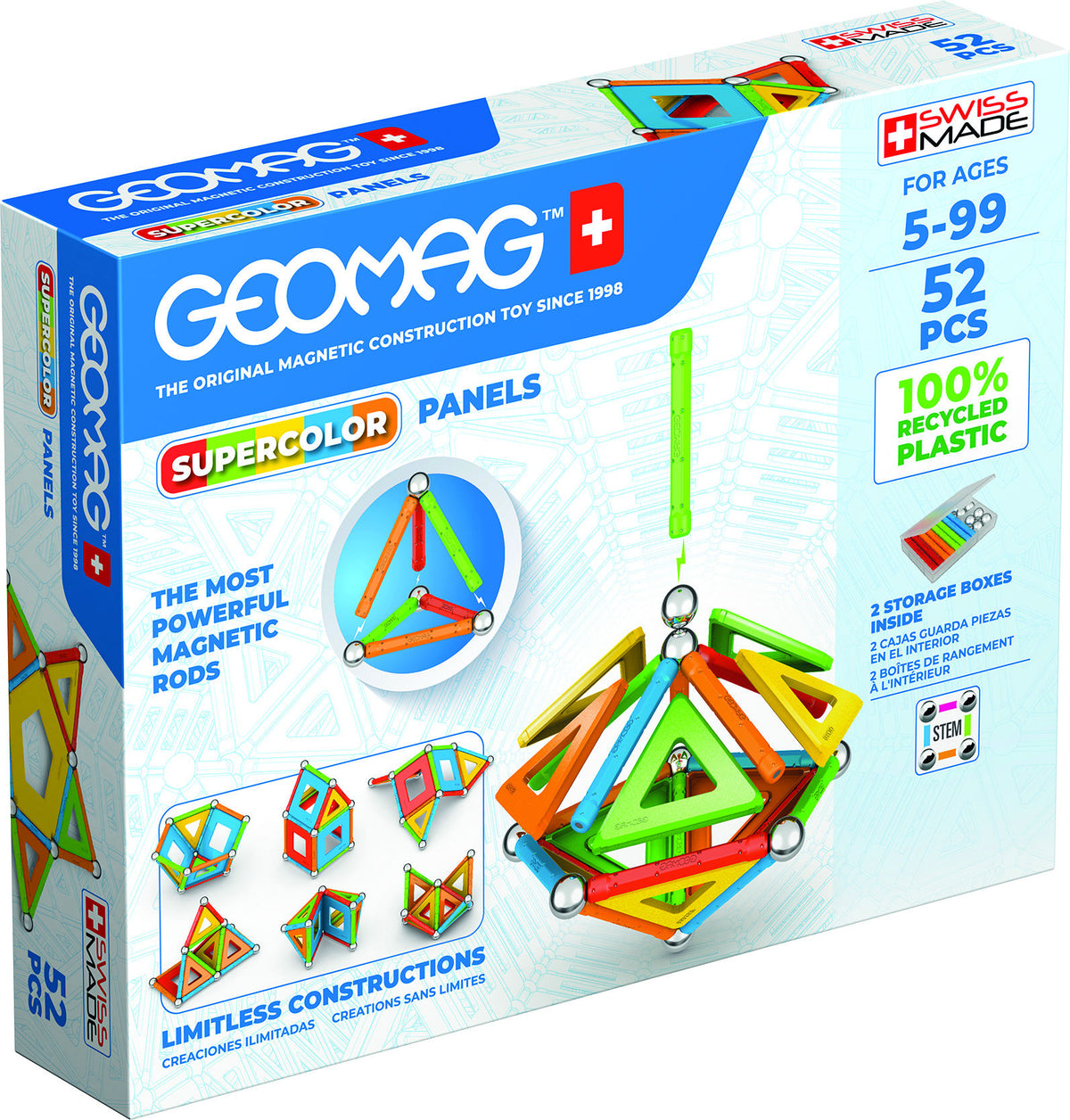 Geomag set magnetic 52 piese Supercolor Panels Recycled 52, 378