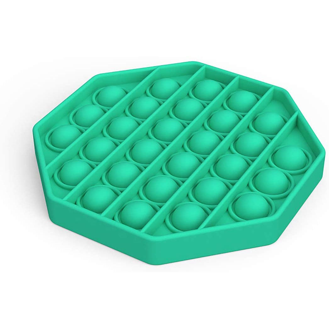 Jucarie antistres din silicon, Pop it now, forma octogon Verde, 13 cm, Urban Trends ®