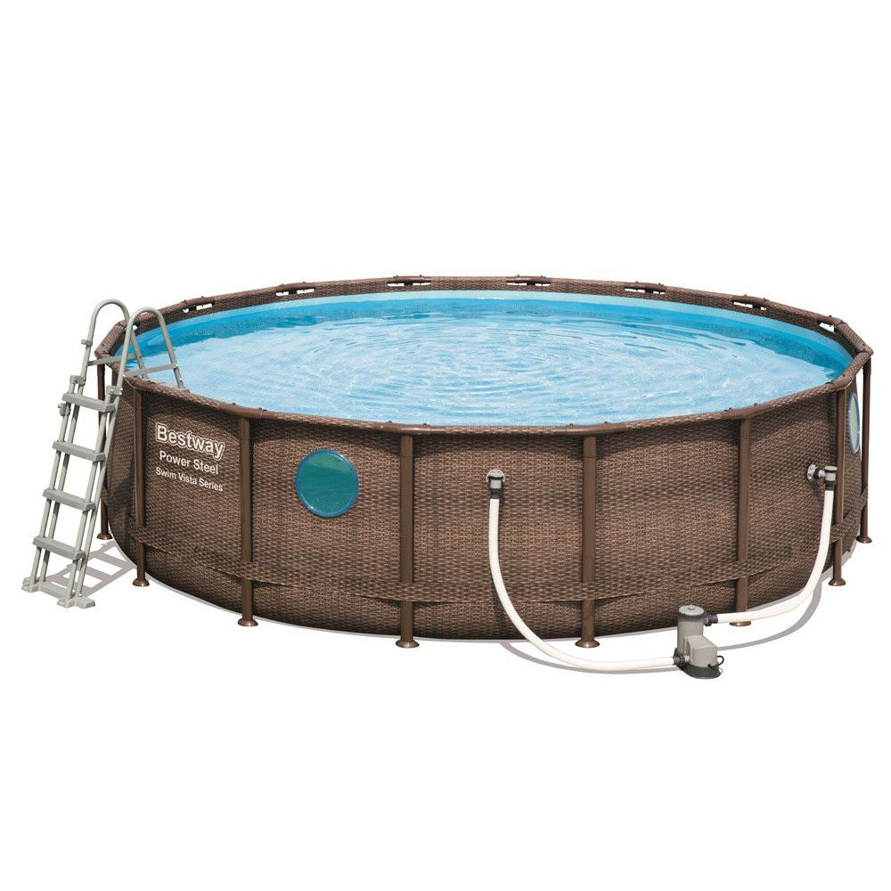 Piscina rotunda cu cadru metalic Bestway Power Steel Vista 488x122cm, 56725