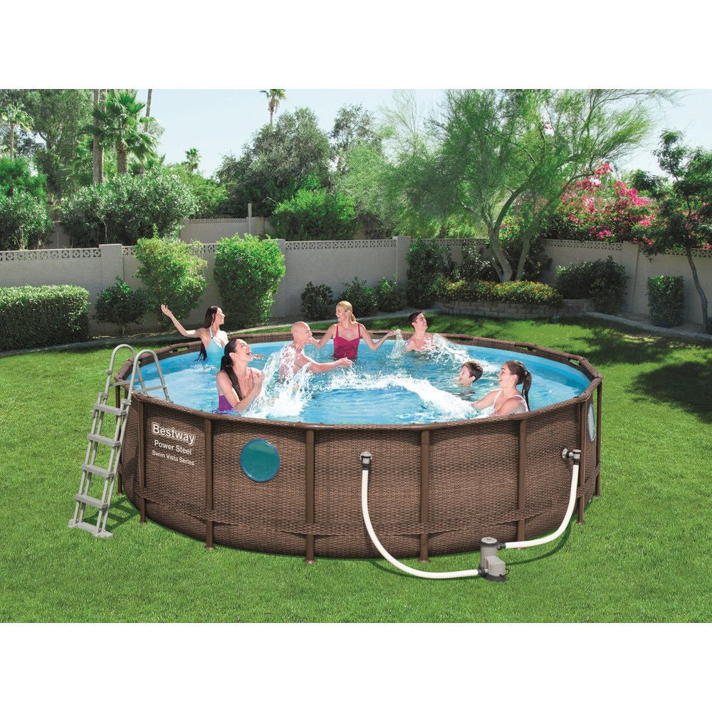 Piscina rotunda cu cadru metalic Bestway Power Steel Vista 488x122cm, 56725