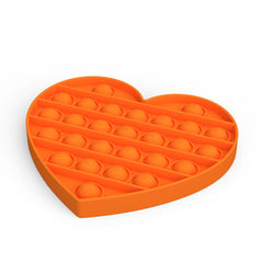 Jucarie antistres din silicon, Pop it now, forma inima Orange, 13 cm
