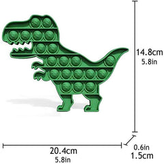 Jucarie antistres din silicon,  Pop it now, forma dinozaur, verde, 20.4 x 14.8 x 1.5 cm