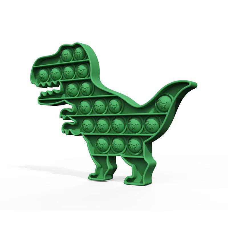 Jucarie antistres din silicon,  Pop it now, forma dinozaur, verde, 20.4 x 14.8 x 1.5 cm