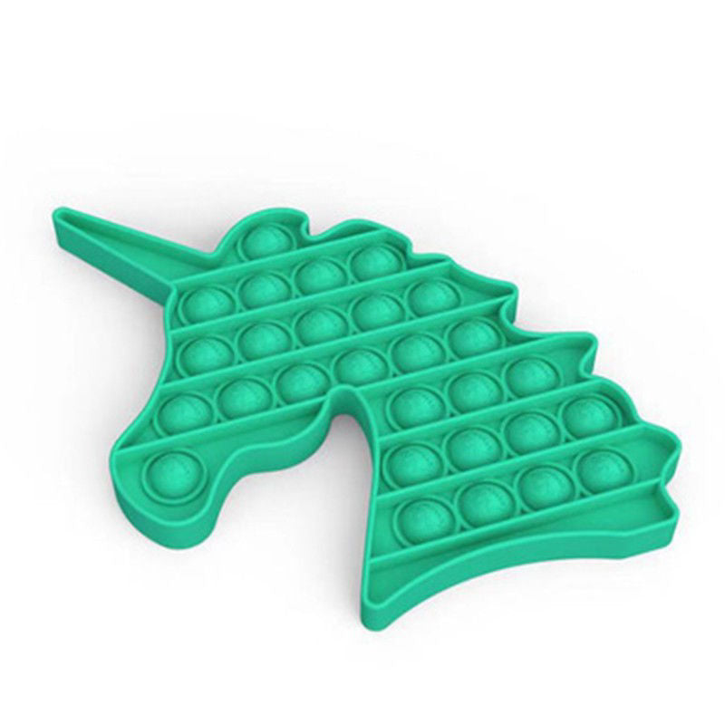 Jucarie antistres din silicon, Pop it now, forma unicorn Turcoaz , 13 cm,