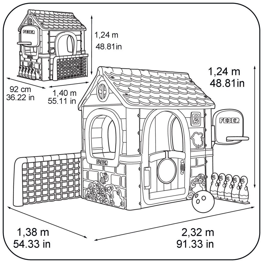 Casuta de joaca de exterior pentru copii cu activitati 6 in 1, Feber, 13048