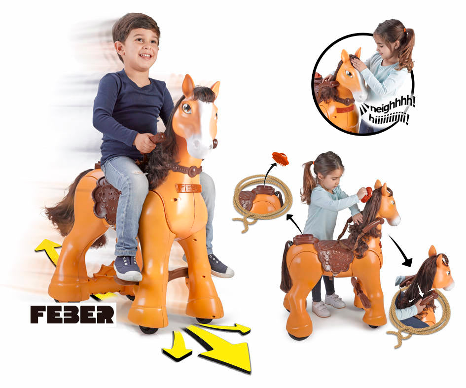 Ride-on Calutul meu salbatic, cu acumulator 12 V, Feber, 12000