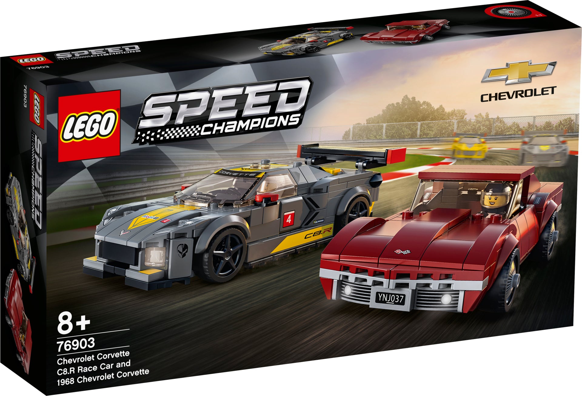 LEGO® Speed Champions Mașină de curse Chevrolet Corvette C8.R și 1968 Chevrolet Corvette, 76903