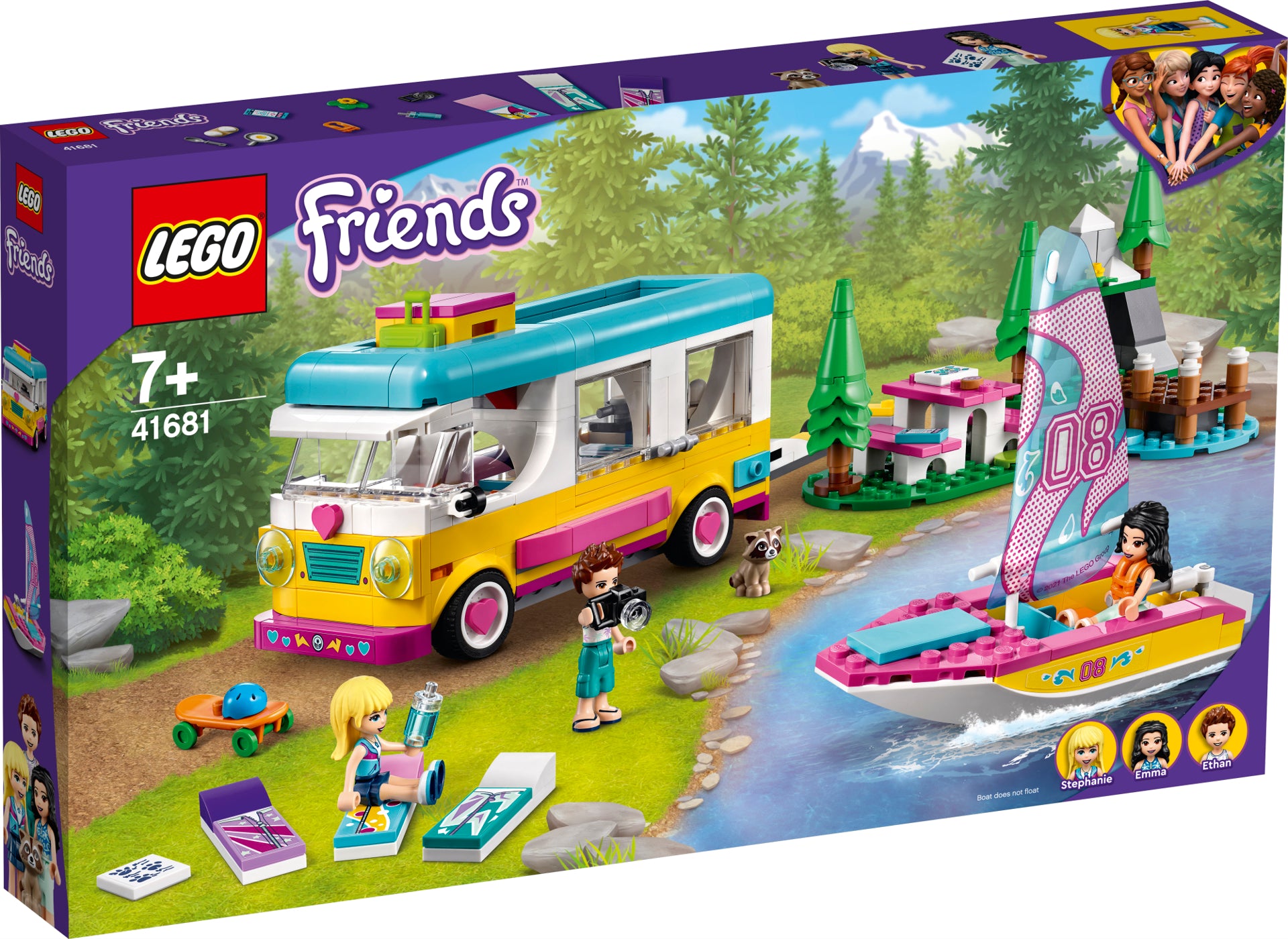 LEGO® Friends  Furgonetă de camping și barcă cu pânze 41681