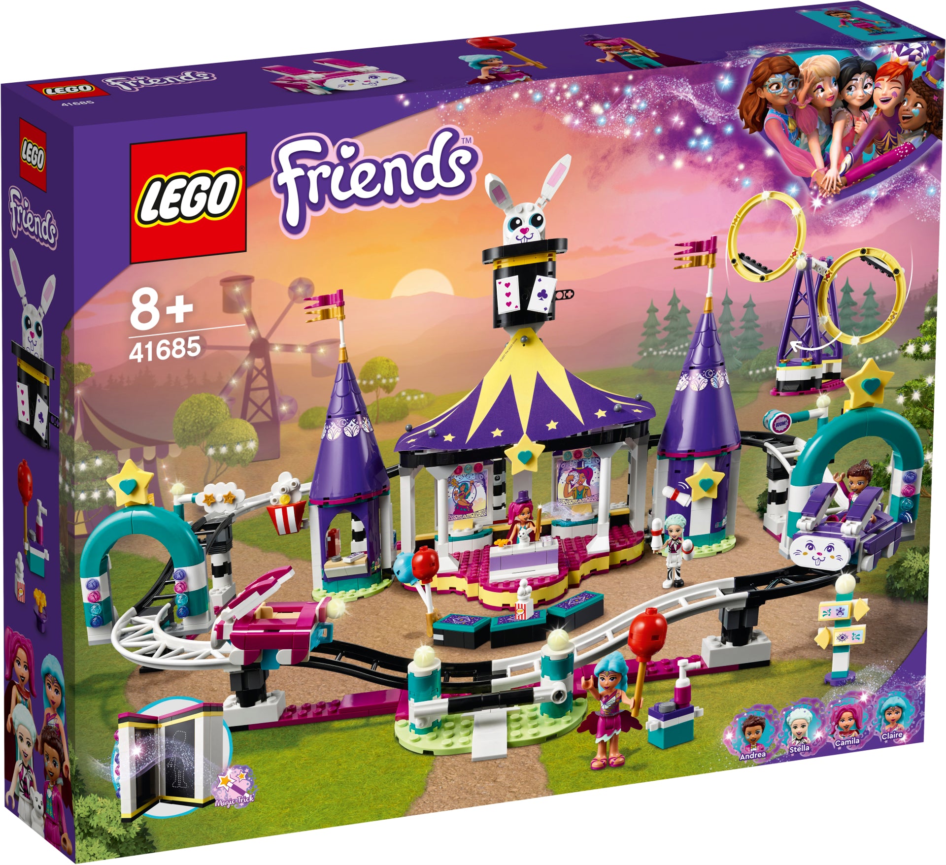 LEGO® Friends Montagne russe magic în parcul de distracții 41685