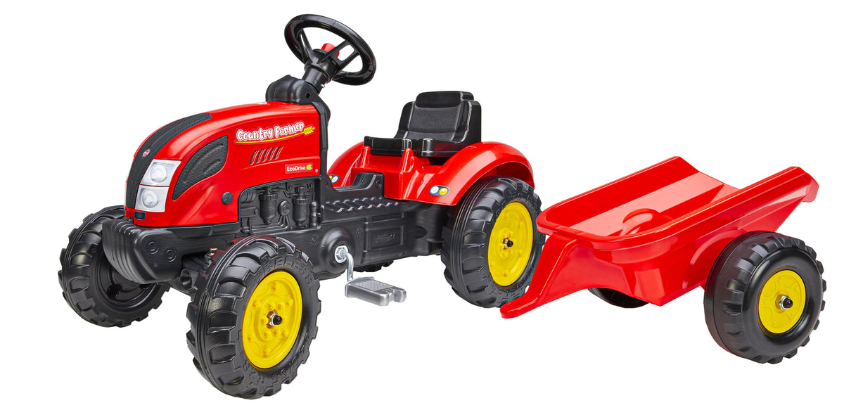 Tractor cu pedale si remorca pentru copii, Falk ,Rosu, 2058L