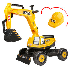 Excavator Falk pentru copii cu scaun si casca de deschidere, galben