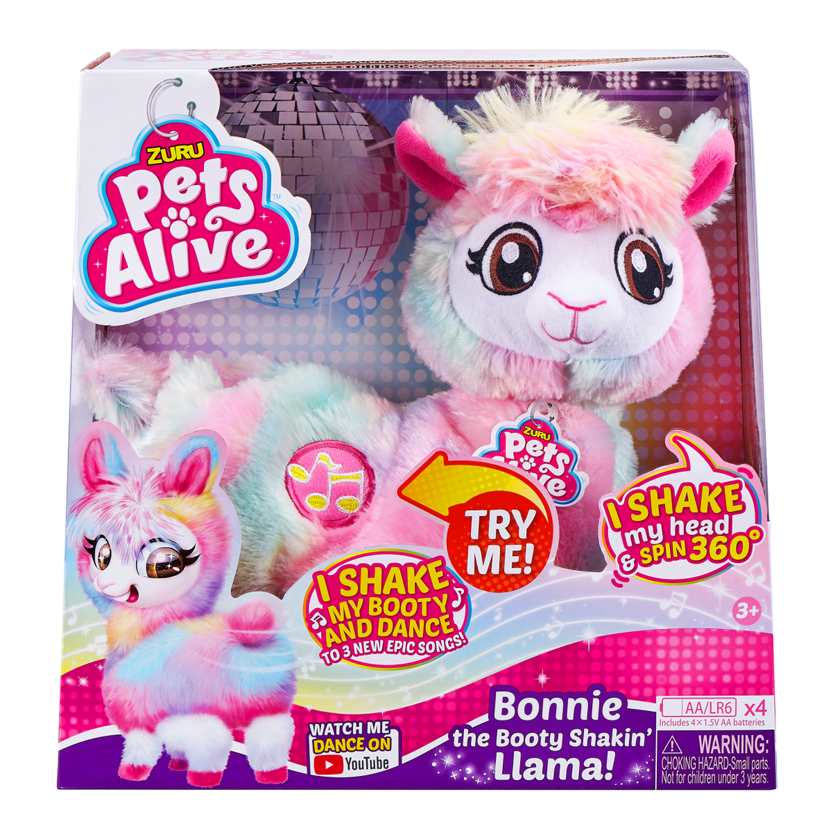 Jucarie interactiva de plus Zuru Pets Alive - Lama rainbow, 9518