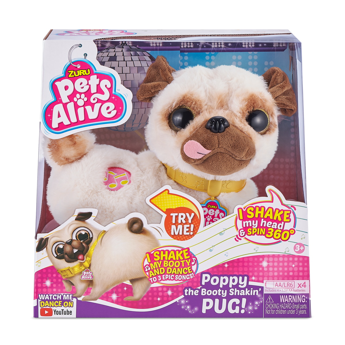 Jucarie interactiva de plus Zuru Pets Alive - Catelusul Pug, 9521