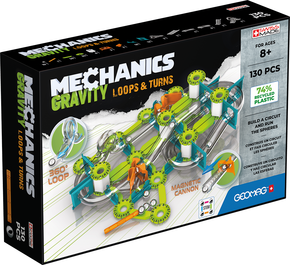 Geomag set magnetic 130 piese Mechanics Gravity RE Loops & Turns, 763