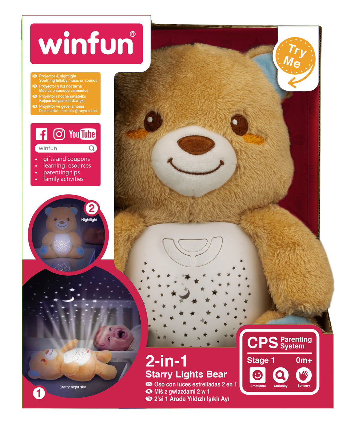 Ursulet cu lumini instelate 2 in 1, Winfun, 0825