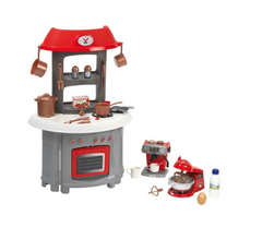 Bucataria Superpack 3 in1, cu aparat de cafea si robot de bucatarie, 32 accesorii, Ecoiffier 1694