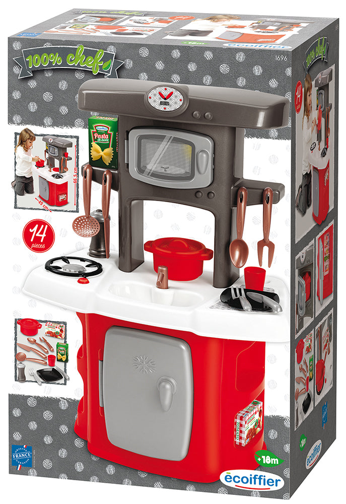 Bucatarie cu microunde Loft Ecoiffier si frigider cu 14 accesorii, 1696