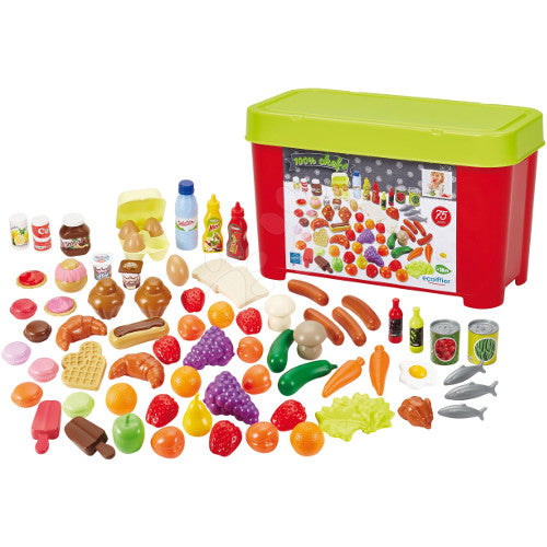 Set Ecoiffier Alimente in Cutie de Depozitare cu 75 Accesorii, 2608