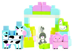Joc de construit în cutie cu animăluțe, Farm Animals Barrel Maxi Abrick Ecoiffier, 7880