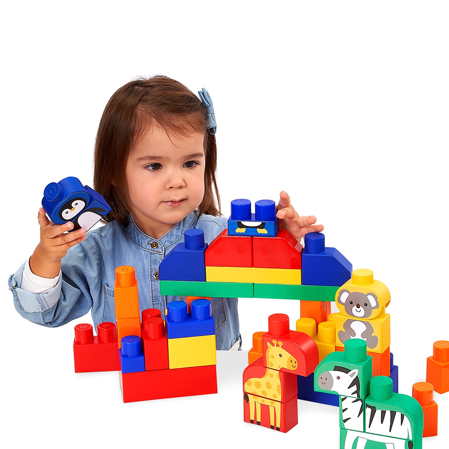Joc de construit in cutie cu animalute, Maxi Abrick Box Safari, Ecoiffier, 7881