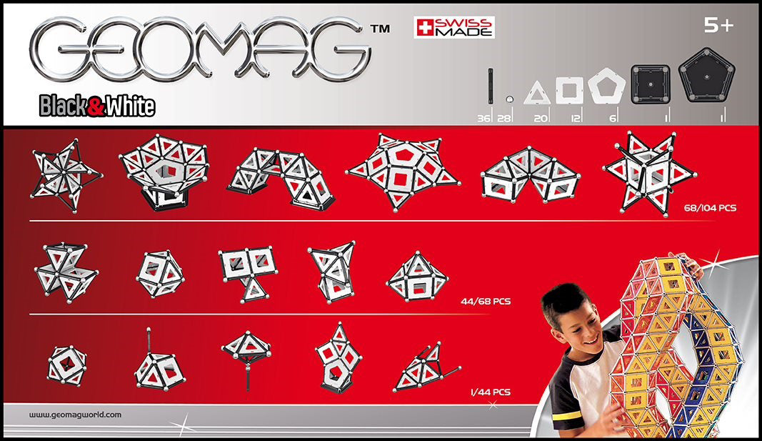 Geomag set magnetic 104 piese Black & White, 013