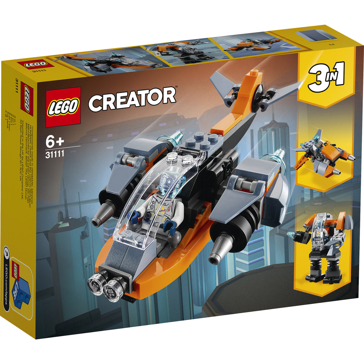 LEGO Creator 3 in 1 - Drona cibernetica 31111, 113 piese