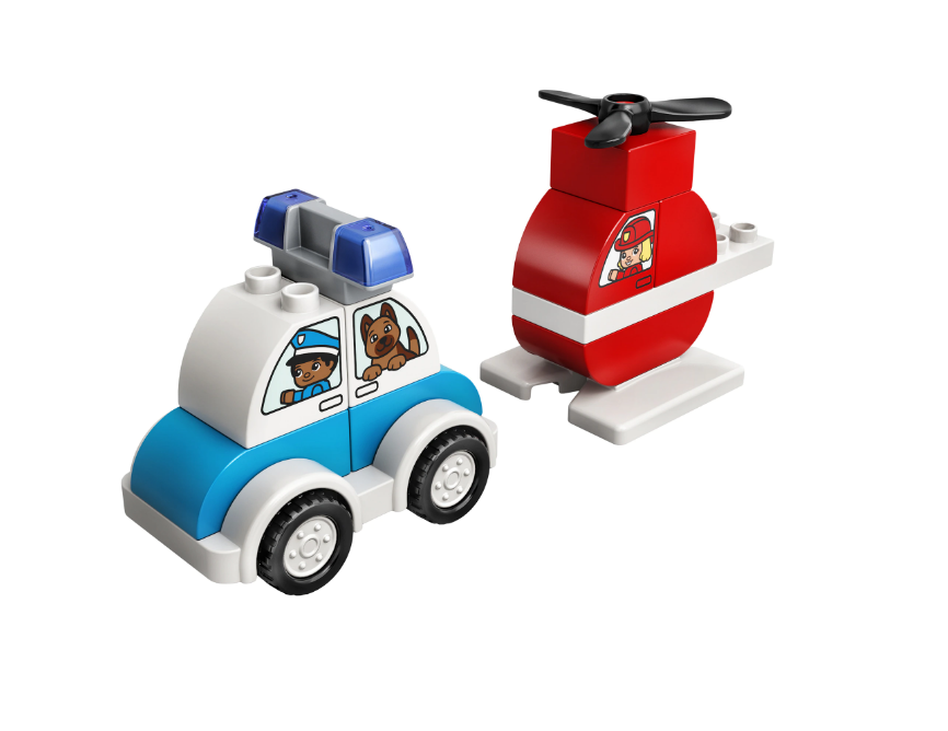 LEGO DUPLO - Elicopter de pompieri si masina de politie 10957, 14 piese