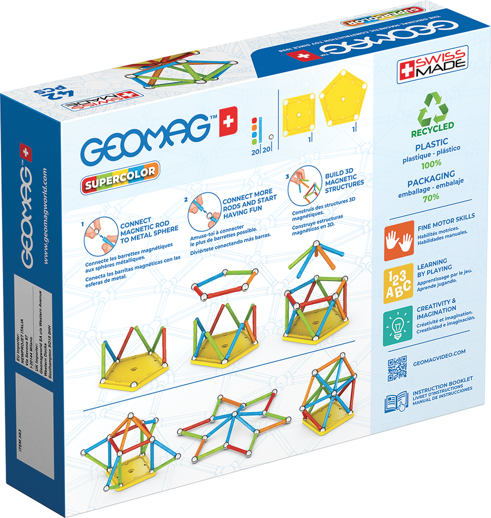 Set de constructie Geomag 383, Super Color 42 piese