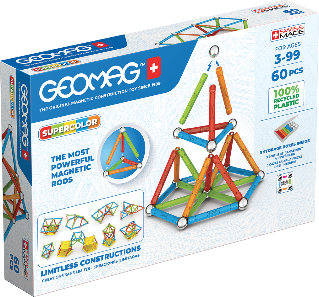 Set de constructie Geomag 384, Supercolor 60 piese