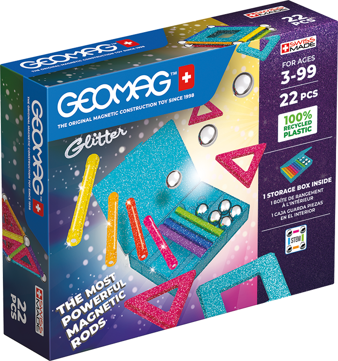 Set de constructie magnetic Geomag Glitter Panels 22 piese, 534