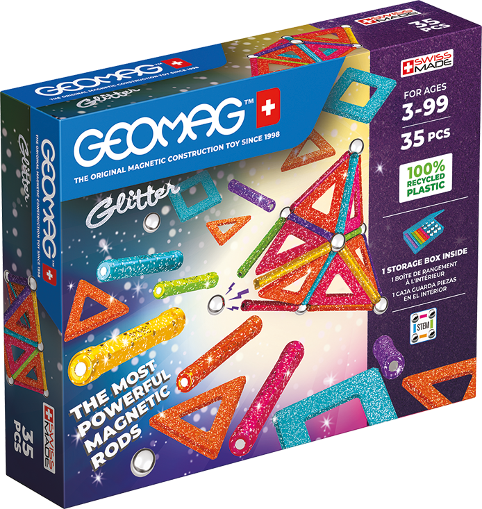 Set de constructie magnetic Geomag Glitter Panels 35 piese, 535