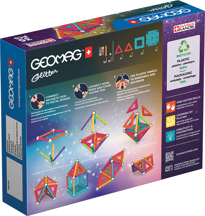 Set de constructie magnetic Geomag Glitter Panels 35 piese, 535