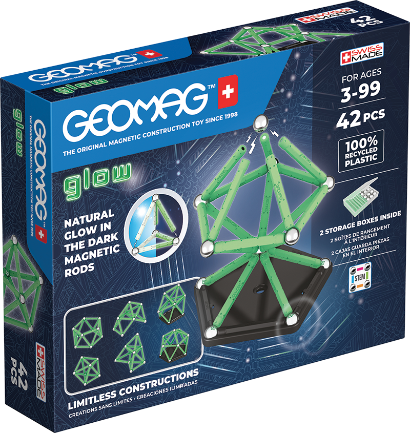 Set de constructie magnetic Geomag Glow 42 piese, 329