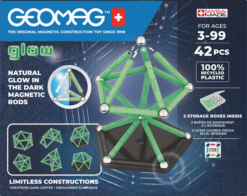 Set de constructie magnetic Geomag Glow 42 piese, 329