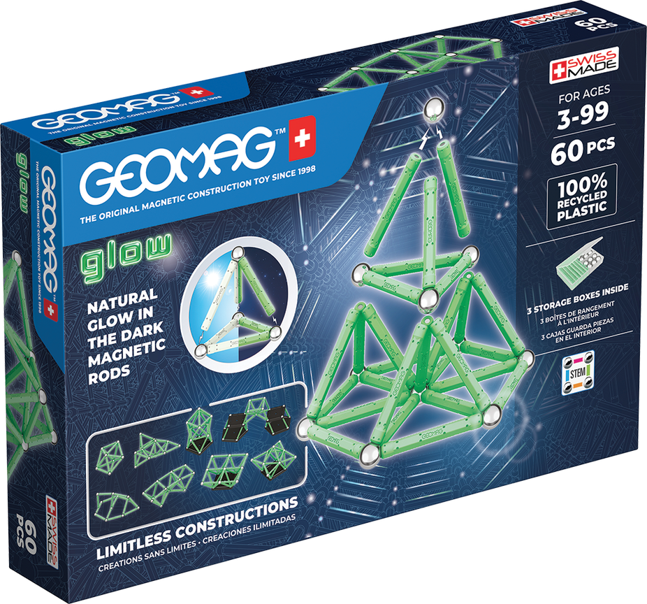 Set de constructie magnetic Geomag Glow 60 piese, 338