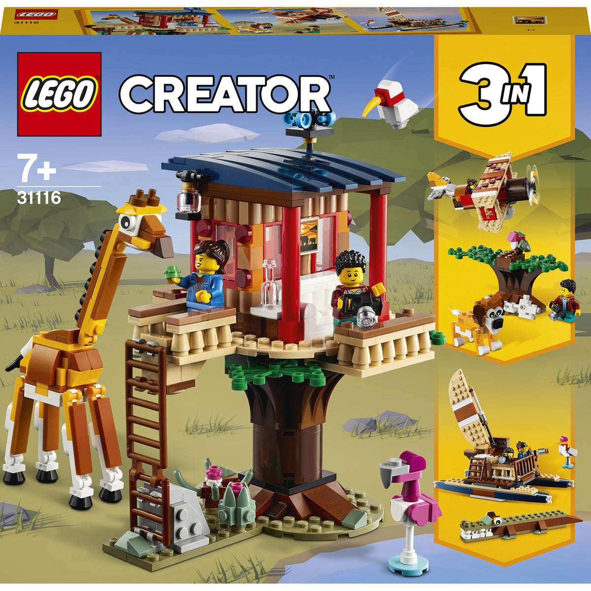 LEGO Creator 3 in 1 - Casuta in copac cu animale salbatice din safari 31116, 397 piese