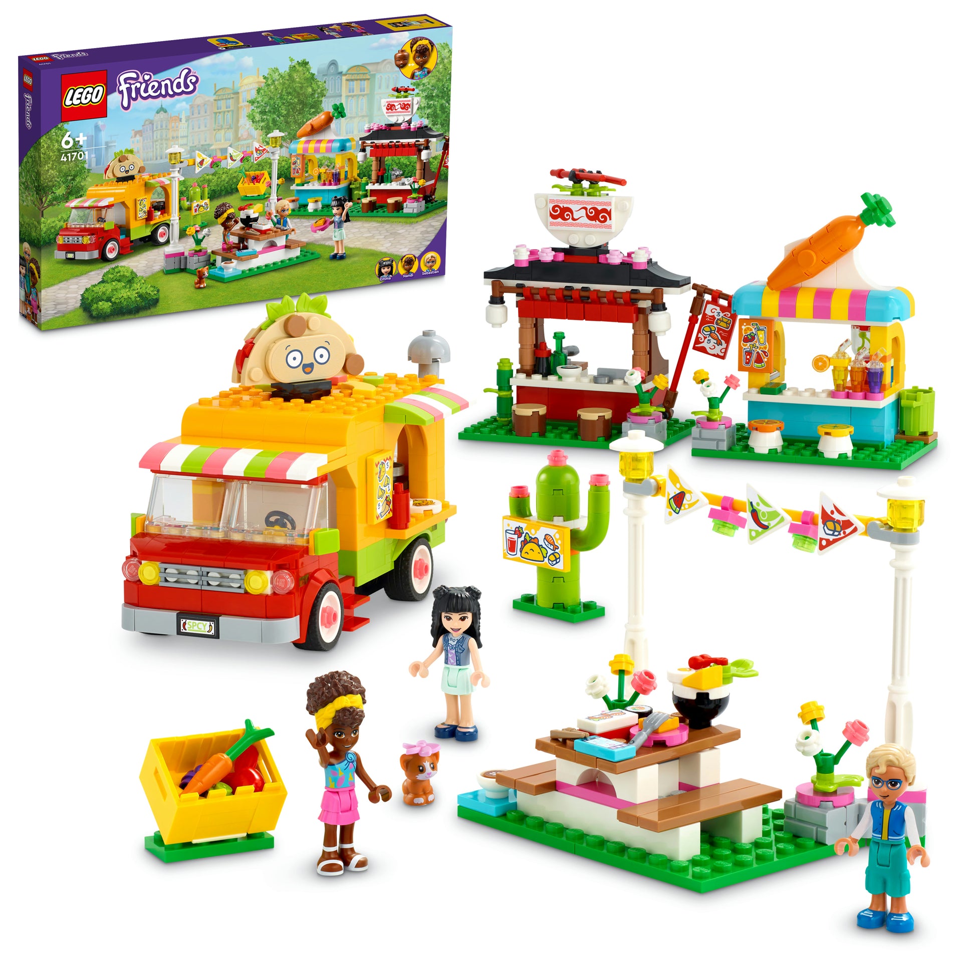 LEGO® Friends - Piata cu mancare stradala 41701, 592 piese