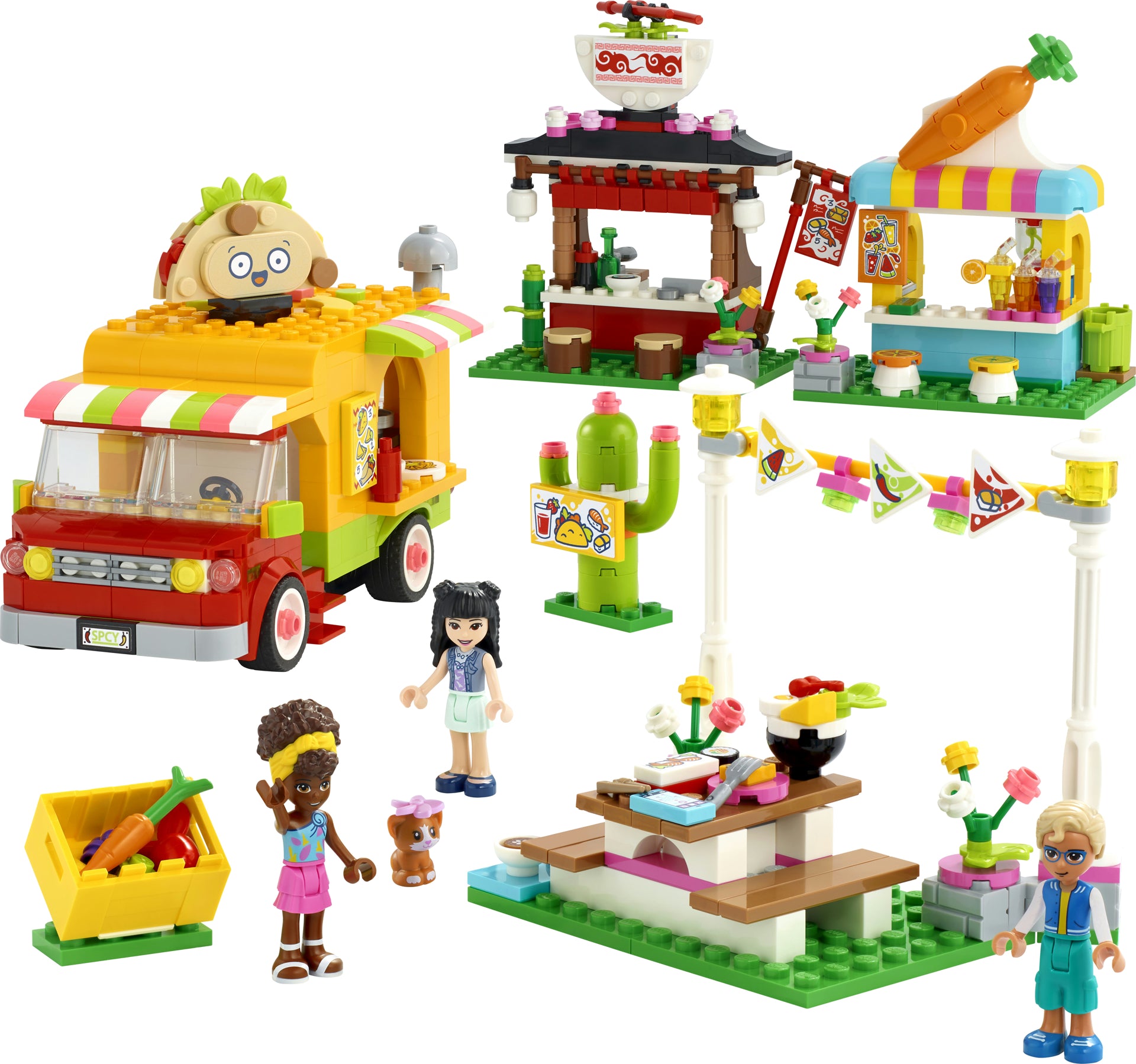 LEGO® Friends - Piata cu mancare stradala 41701, 592 piese