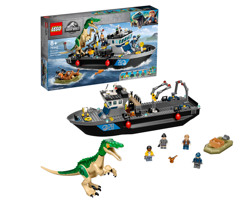 LEGO Jurassic World - Evadarea cu barca a dinozaurului Baryonyx 76942, 308 piese