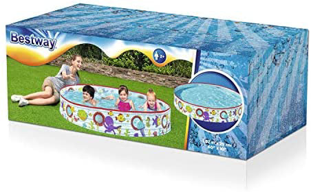 Piscina de expansiune pentru copii, Bestway, PVC, Model animale marine, 2 ani+, 152 x 25 cm, Multicolor, 55029