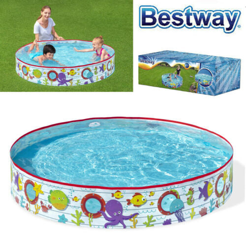 Piscina de expansiune pentru copii, Bestway, PVC, Model animale marine, 2 ani+, 152 x 25 cm, Multicolor, 55029