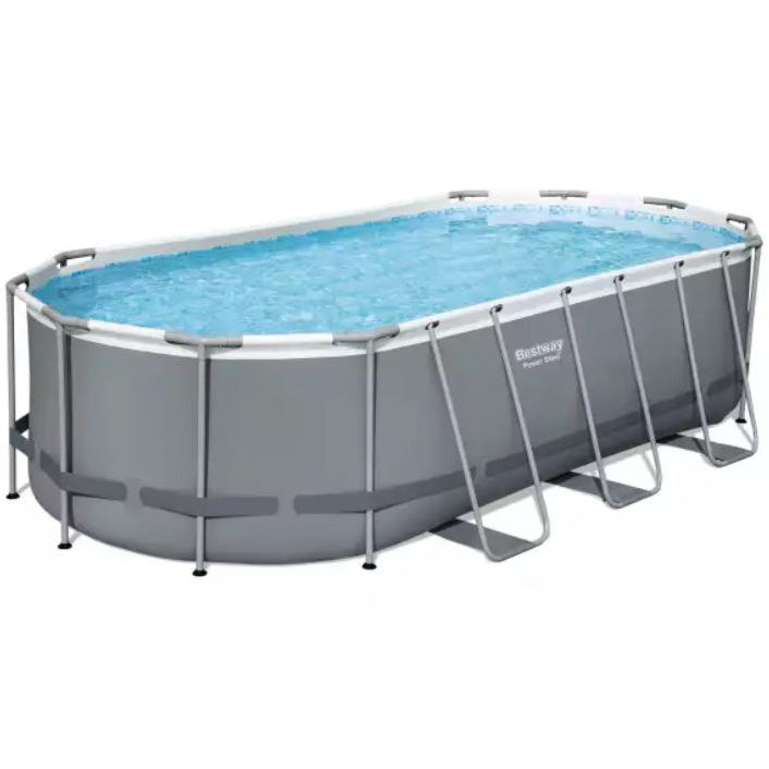 Piscina Bestway Power Steel 5.49m x 2.74m x 1.22m, set oval cu pompa de filtrare inclusa, 56710