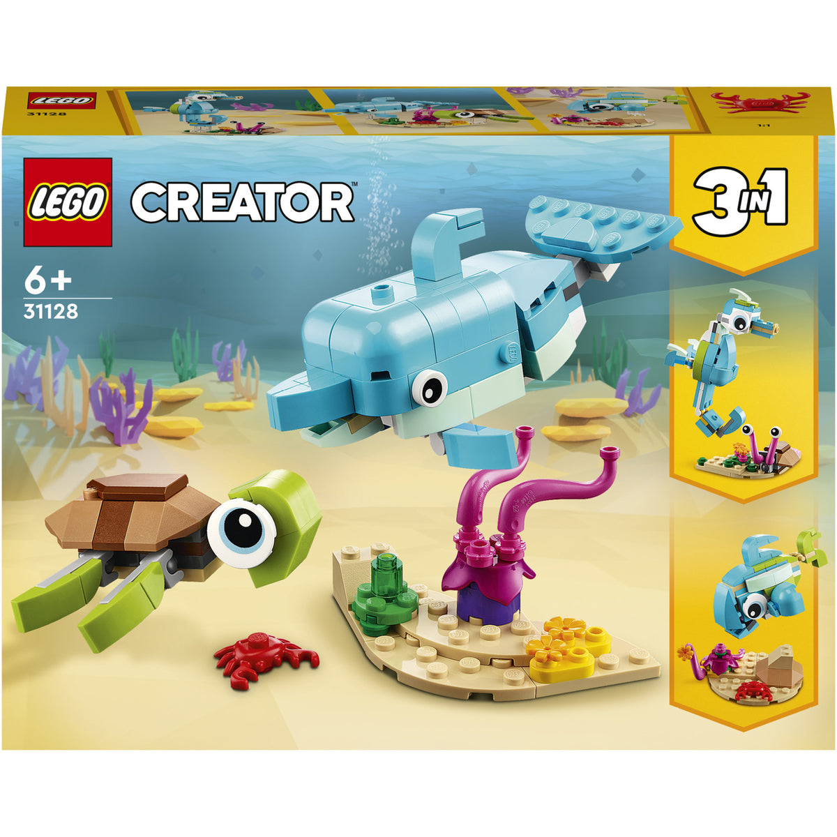 LEGO® Creator 3 in 1 - Delfin si broasca testoasa 31128, 137 piese