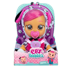 Papusa Cry babies, Bebe plangacios Dressy Dotty cu par, IMC 81451