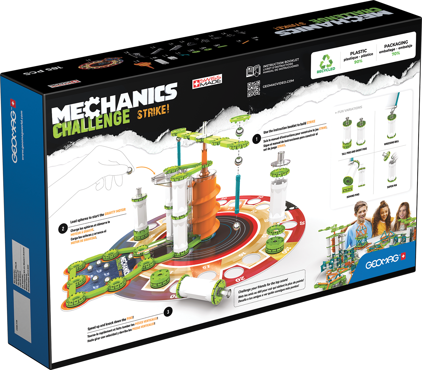 Set de constructie Magnetic, Geomag Mechanics Challenge Strike, 185 de Piese