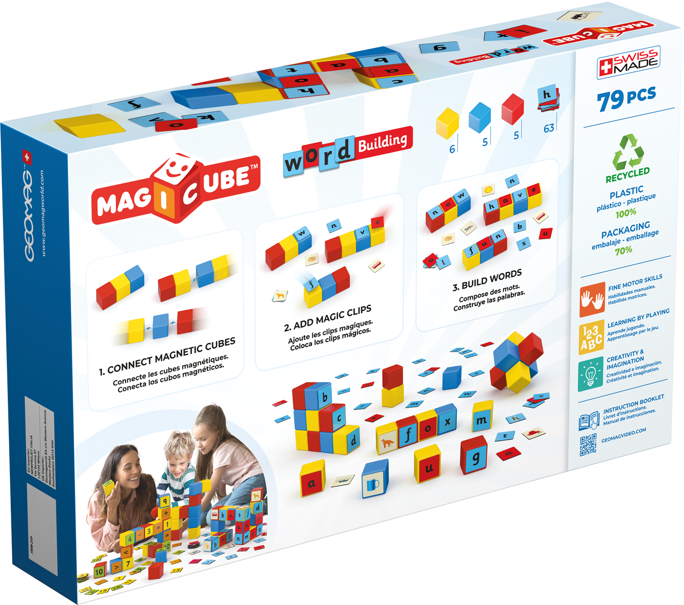 Magicube Geomag cuburi cu litere 79 buc 259