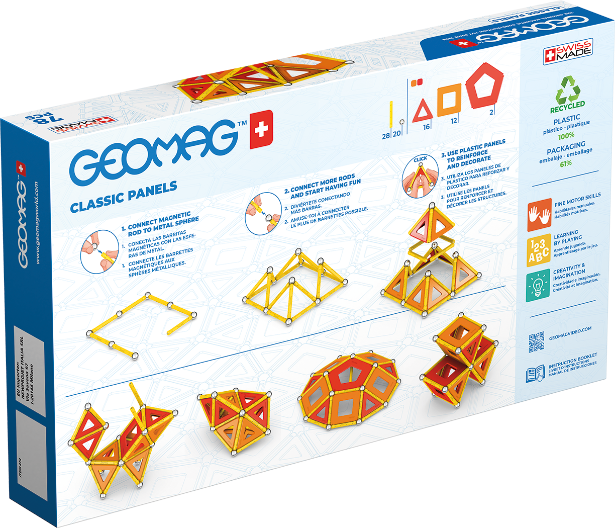 Geomag Classic panels magnetice 78  piese  472