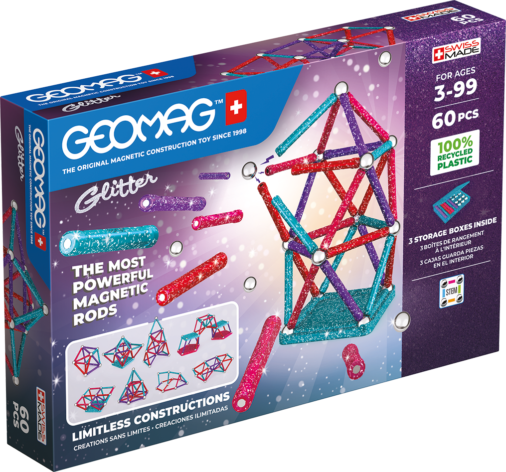 Set constructie magnetic Geomag Glitter 60 buc  536