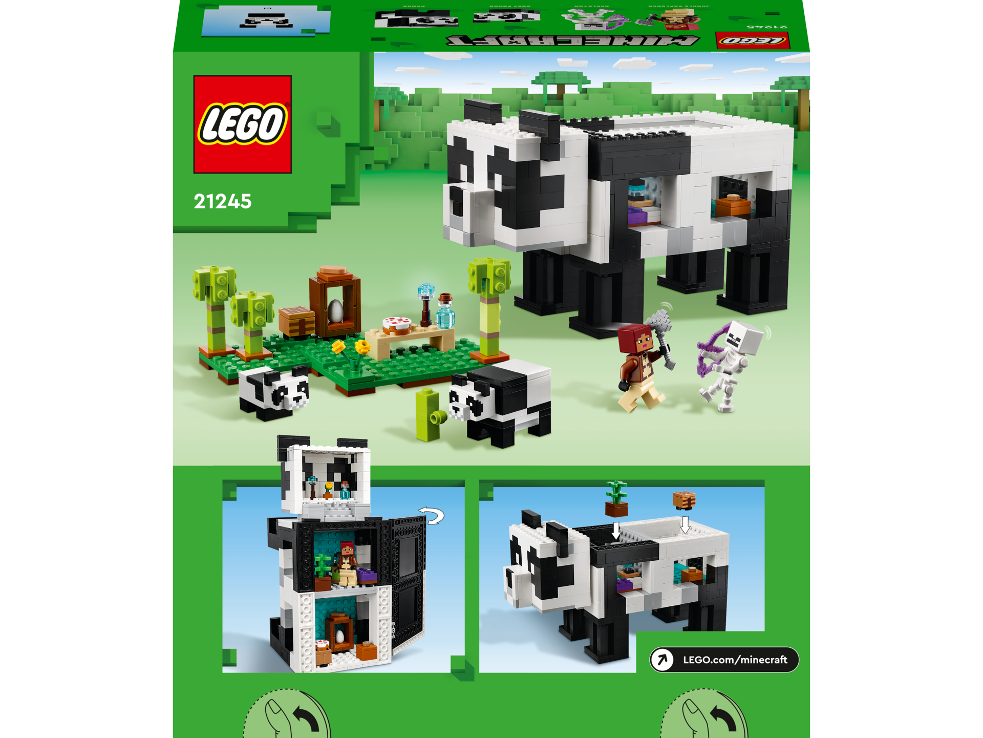 LEGO® Minecraft - Refugiul ursilor panda 21245, 553 piese