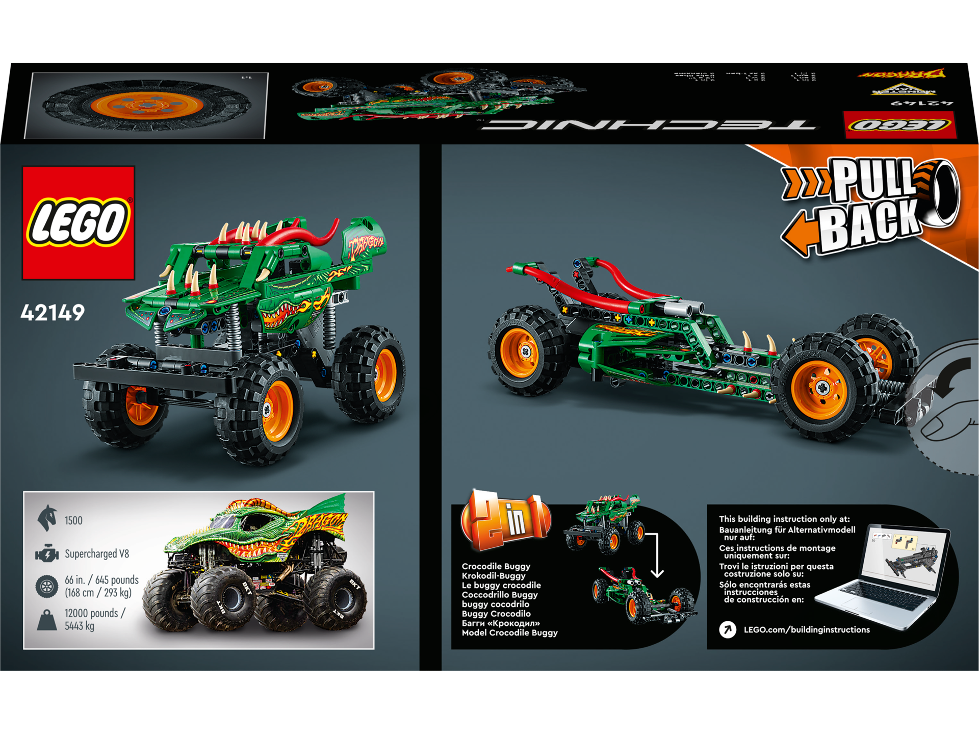 LEGO® Technic - Monster Jam™ Dragon™ 42149, 217 piese